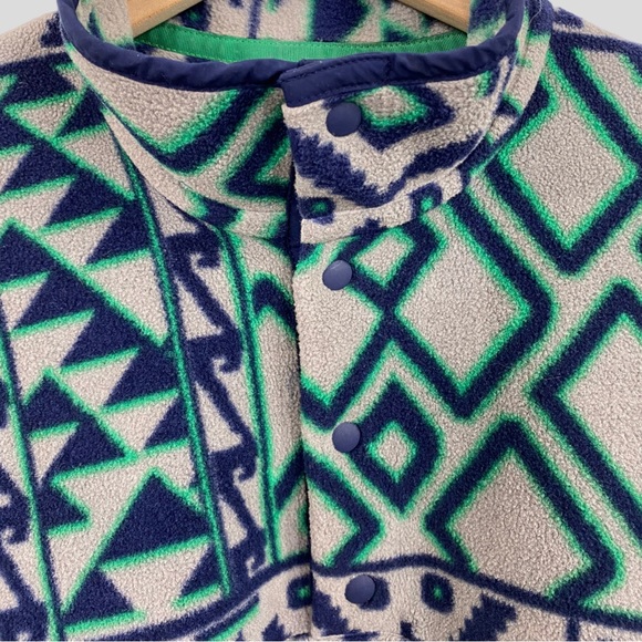Patagonia Synchilla Snap T Fleece Grey Green Blue Mountain Siete Print Small - Picture 3 of 10